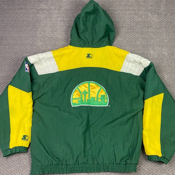 Vintage 90s Starter Seattle Supersonics Jacket Men's XL Pullover Puffer Parka - Picture 2 of 13